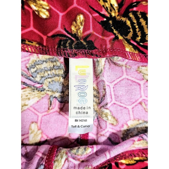 LuLaRoe TC Leggings Tall & Curvy Pink Bee Hive Design #142161 NWOT Poly/Spandex - Picture 6 of 7